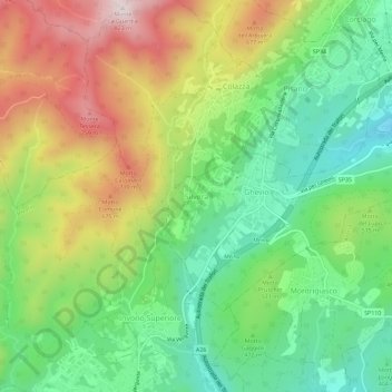 Mappa topografica Silvera, altitudine, rilievo