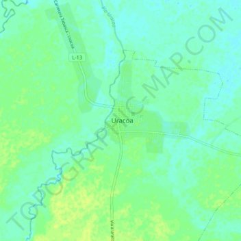 Mappa topografica Uracoa, altitudine, rilievo