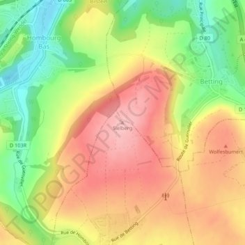 Mappa topografica Sielberg, altitudine, rilievo