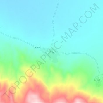 Mappa topografica Alibeyli, altitudine, rilievo