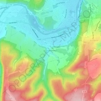 Mappa topografica Les Essarts Balangier, altitudine, rilievo
