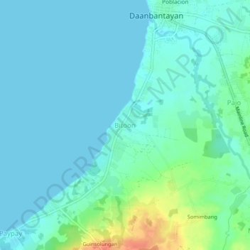 Mappa topografica Bitoon, altitudine, rilievo