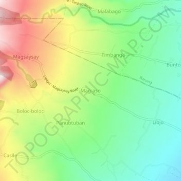 Mappa topografica Mag-aso, altitudine, rilievo
