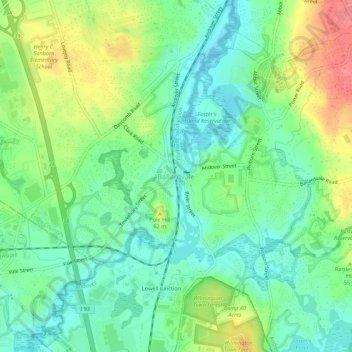 Mappa topografica Ballardvale, altitudine, rilievo