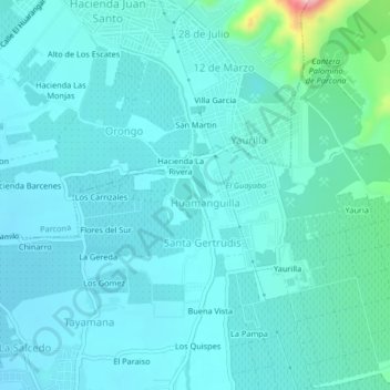 Mappa topografica La Perla, altitudine, rilievo