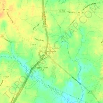 Mappa topografica Templeton, altitudine, rilievo