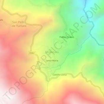 Mappa topografica Molleturo, altitudine, rilievo