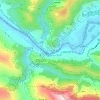 Mappa topografica Kirtinagar, altitudine, rilievo