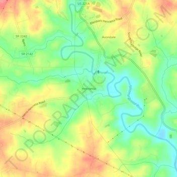 Mappa topografica Henrietta, altitudine, rilievo