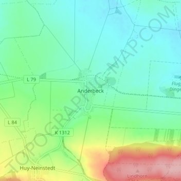 Mappa topografica Anderbeck, altitudine, rilievo