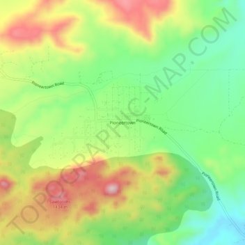 Mappa topografica Pioneertown, altitudine, rilievo