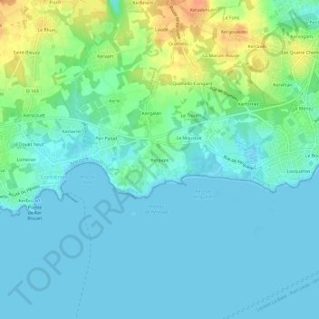 Mappa topografica Kerpape, altitudine, rilievo