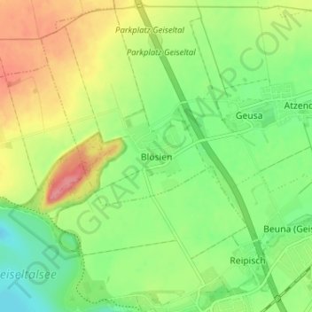 Mappa topografica Blösien, altitudine, rilievo