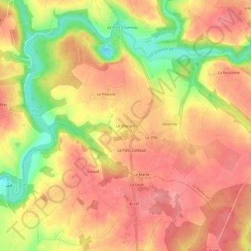 Mappa topografica Le Charpre, altitudine, rilievo