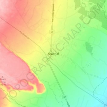Mappa topografica Guamal, altitudine, rilievo