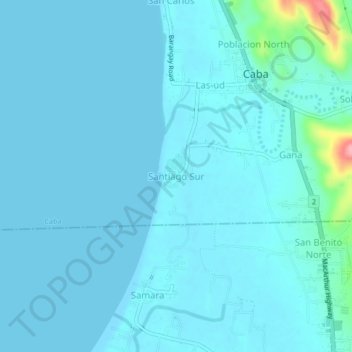 Mappa topografica Santiago Sur, altitudine, rilievo