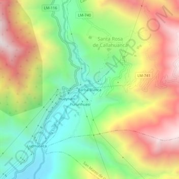 Mappa topografica Barba Blanca, altitudine, rilievo