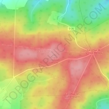 Mappa topografica Signal d'Ecouves, altitudine, rilievo
