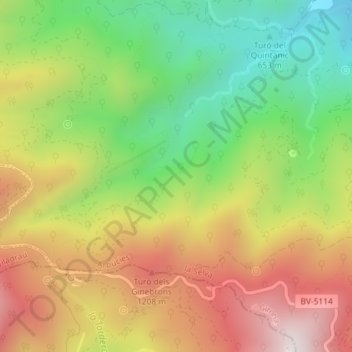 Mappa topografica Fageda d'en Regàs, altitudine, rilievo