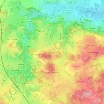 Mappa topografica L'Aumône, altitudine, rilievo
