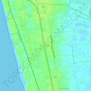 Mappa topografica Paravoor, altitudine, rilievo