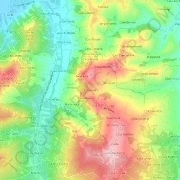 Mappa topografica Palazzina, altitudine, rilievo