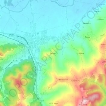 Mappa topografica Garibaldi, altitudine, rilievo