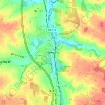 Mappa topografica Newport, altitudine, rilievo