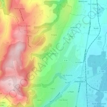 Mappa topografica Futenex, altitudine, rilievo
