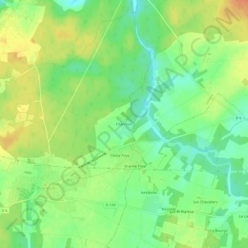 Mappa topografica Champot, altitudine, rilievo