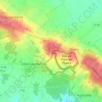 Mappa topografica Le Cheneau, altitudine, rilievo
