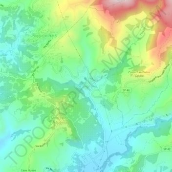Mappa topografica Bocchignano, altitudine, rilievo