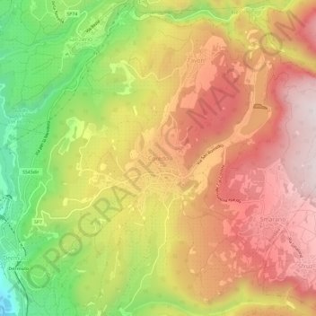 Mappa topografica Coredo, altitudine, rilievo