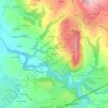 Mappa topografica Marcelette, altitudine, rilievo