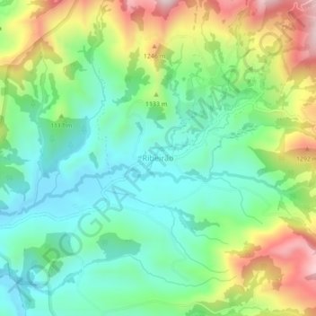 Mappa topografica Ribeirão, altitudine, rilievo