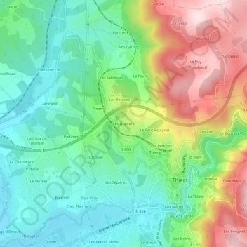 Mappa topografica Les Graviers, altitudine, rilievo