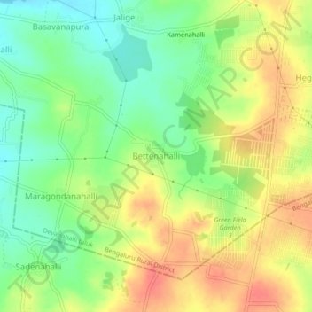 Mappa topografica Bettenahalli, altitudine, rilievo