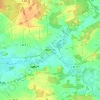 Mappa topografica Dörmte, altitudine, rilievo