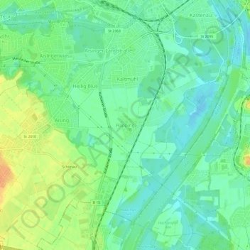 Mappa topografica Happing, altitudine, rilievo