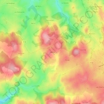 Mappa topografica Chervin, altitudine, rilievo