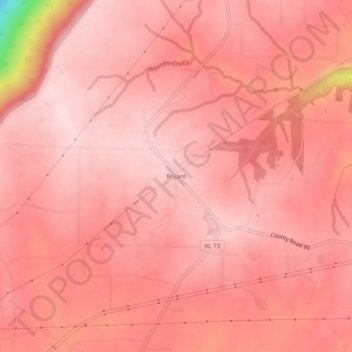 Mappa topografica Bryant, altitudine, rilievo