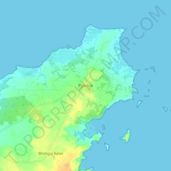 Mappa topografica Positra, altitudine, rilievo