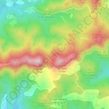 Mappa topografica la Fageda, altitudine, rilievo