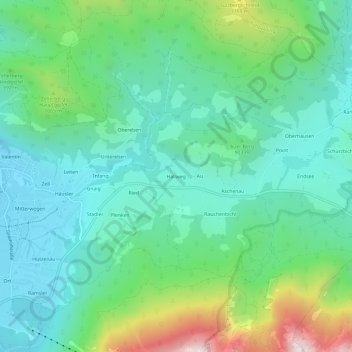 Mappa topografica Hallweg, altitudine, rilievo