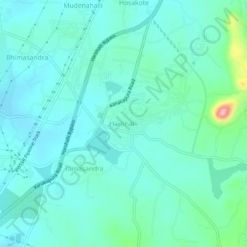 Mappa topografica Harohalli, altitudine, rilievo