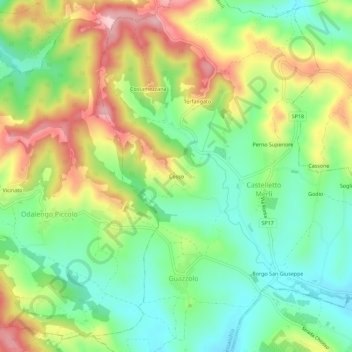Mappa topografica Cosso, altitudine, rilievo