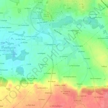 Mappa topografica Magdeleine, altitudine, rilievo