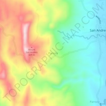 Mappa topografica Pansoy, altitudine, rilievo