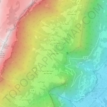 Mappa topografica Le Guillot Bas, altitudine, rilievo