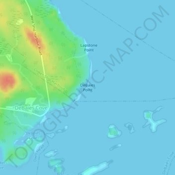 Mappa topografica DeBaies Point, altitudine, rilievo